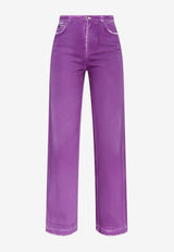 Dolce & Gabbana Logo Plaque Flared-Leg Jeans Purple FTC79D G8NO6-S9001