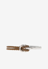 Ferragamo Braided Leather Logo Bracelet Brown 770390 BR NODO AMOR 785651-PLD GINGER