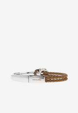 Ferragamo Braided Leather Logo Bracelet Brown 770390 BR NODO AMOR 785651-PLD GINGER