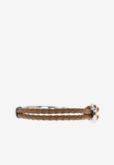 Ferragamo Braided Leather Logo Bracelet Brown 770390 BR NODO AMOR 785651-PLD GINGER