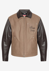 Kenzo Chainstitch Leather Jacket Brown FF68BL151 9OH-92