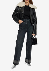 Ferragamo Logo Patch Straight Turn-Up Hem Jeans Black 13H168 P 786363-NERO