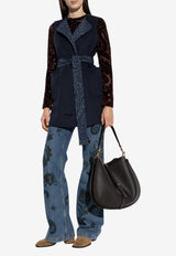 Etro Belted Wool Long Waistcoat Vest Navy WRDA0018 99TJB37-B3895