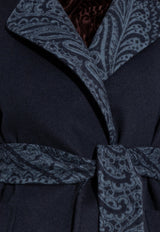 Etro Belted Wool Long Waistcoat Vest Navy WRDA0018 99TJB37-B3895