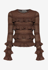 Zimmermann Ruffled Knitted Top Brown 5030TF251 0-MTCHOC