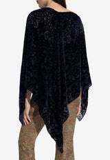 Etro Paisley Jacquard Velvet Poncho Navy WRJA0145 AV757-B0065