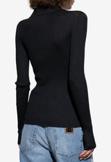 Dolce & Gabbana Ribbed Cashmere Polo Sweater Black FXZ27T JBW0G-N0000