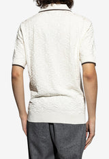 Dolce & Gabbana Jacquard Knit Silk Polo T-shirt Cream GXZ78T JBSM2-W0001