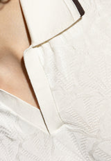 Dolce & Gabbana Jacquard Knit Silk Polo T-shirt Cream GXZ78T JBSM2-W0001