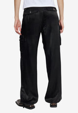 GANNI Mid-Rise Wide-Leg Cargo Pants Black W0808 6676-099