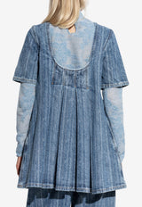GANNI Pleated Denim Mini Dress Blue J1843 6979-566
