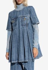 GANNI Pleated Denim Mini Dress Blue J1843 6979-566