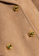 GANNI Double-Breasted Wool Coat Brown W0876 6869-399