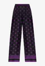 Dolce & Gabbana DG Logo Silk Pants Black FTAMPT HI1Z7-HN9BP