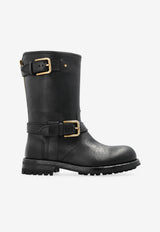 Dolce & Gabbana Bernini Mid-Calf Leather Biker Boots Black CT1081 AW352-80999