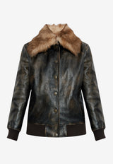 Dolce & Gabbana Vintage Leather Jacket with Detachable Fur Collar Brown F9S70L HULXW-M0674