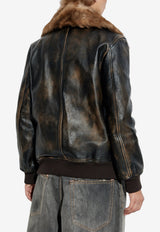 Dolce & Gabbana Vintage Leather Jacket with Detachable Fur Collar Brown F9S70L HULXW-M0674