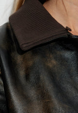 Dolce & Gabbana Vintage Leather Jacket with Detachable Fur Collar Brown F9S70L HULXW-M0674
