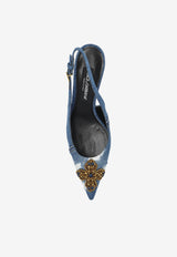 Dolce & Gabbana Lollo 60 Denim Patchwork Slingback Pumps Blue CG0948 AN624-8C609