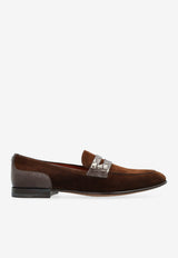 Dolce & Gabbana DG Classic Suede and Alligator Nappa Loafers Brown A50717 A2E22-8M157