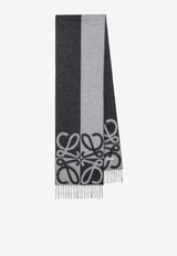 Loewe Anagram Jacquard Wool-Cashmere Scarf Gray FSA4SS1W12WO/T_LOEW-1221