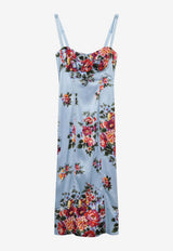 Dolce & Gabbana Flower Bouquet Satin Midi Dress Multicolor F60DGTFSICE/S_DOLCE-HC5ZO