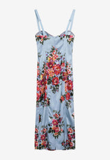 Dolce & Gabbana Flower Bouquet Satin Midi Dress Multicolor F60DGTFSICE/S_DOLCE-HC5ZO