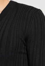 Dolce & Gabbana V-neck Wool Knit Sweater Black GX443T JAVKY-N0000