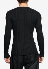 Dolce & Gabbana V-neck Wool Knit Sweater Black GX443T JAVKY-N0000