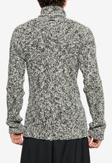 Dolce & Gabbana Wool Tweed Turtleneck Sweater Gray GXW37T JFMIK-S0991