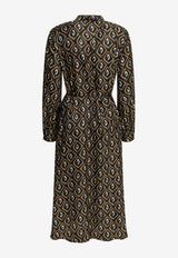 Giara Print Silk Midi Shirt Dress
