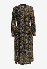 Giara Print Silk Midi Shirt Dress