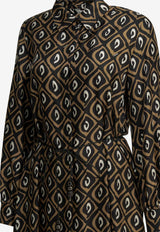 Giara Print Silk Midi Shirt Dress