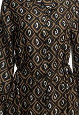 Giara Print Silk Midi Shirt Dress