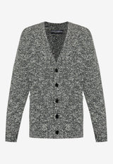 Dolce & Gabbana V-neck Wool Tweed Cardigan Gray GXVE6T JGMC5-S0991