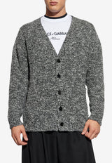 Dolce & Gabbana V-neck Wool Tweed Cardigan Gray GXVE6T JGMC5-S0991