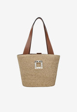 Roger Vivier Viv' Skate Raffia Tote Bag Beige RBWAOVK2200UBQ/S_ROGVI-1L54