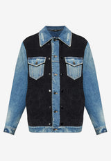 Dolce & Gabbana Denim Jacket with Corduroy-Inserts Black G9BTMD GJ699-S9001