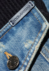 Dolce & Gabbana Denim Jacket with Corduroy-Inserts Black G9BTMD GJ699-S9001