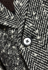 Dolce & Gabbana Herringbone Wool Long Coat Gray G052WT FCMC6-S8030