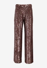 P.A.R.O.S.H. Sequined Wide-Leg Pants Brown D230733GONG26_008