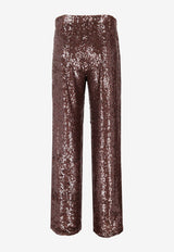 P.A.R.O.S.H. Sequined Wide-Leg Pants Brown D230733GONG26_008