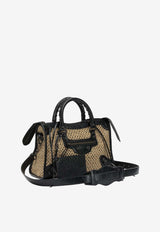 Medium Le City Leather and Raffia Handbag