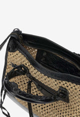 Medium Le City Leather and Raffia Handbag