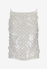 P.A.R.O.S.H. Sequined Sleeveless Top White D311715GROUP_802