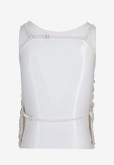 P.A.R.O.S.H. Sequined Sleeveless Top White D311715GROUP_802