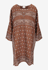 P.A.R.O.S.H. Bandana Print V-neck Dress Brown D700565SOY_886