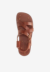 Saint Laurent Cheever Leather Sandals Brown 861059DWE00_6036