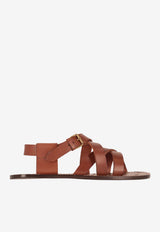 Saint Laurent Cheever Leather Sandals Brown 861059DWE00_6036