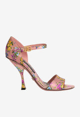 Keira 105 Satin Sandals with Little Flowers Print